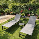 PURPLE LEAF Outdoor Chaise Lounge Chairs Set Recliner Adjustable Chair with Wheels and Table for Poolside Beach Patio - Photo 1