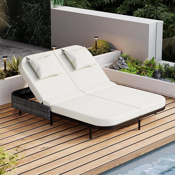 Modern Outdoor Patio Rattan Daybed with 5-Position Adjustable Backrest and Removable Cushions&Pillows - Photo 2