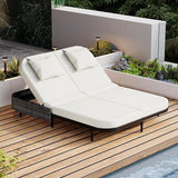 Modern Outdoor Patio Rattan Daybed with 5-Position Adjustable Backrest and Removable Cushions&Pillows - Photo 2