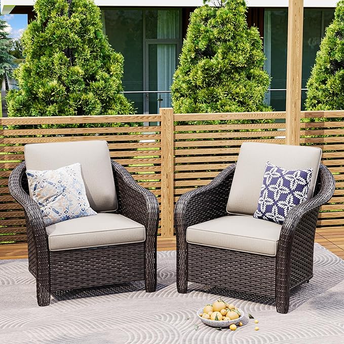 Patio PE Rattan Chairs Set of 2 - Photo 6