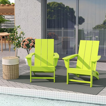 WestinTrends Ashore Modern Outdoor Folding Adirondack Chair (Set of 2), Lime