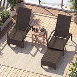 Tangkula Lounge Chair Outdoor with Retractable Ottoman, Patio Rattan Chaise Lounge with 6-Level Adjustable Backrest - Photo 4