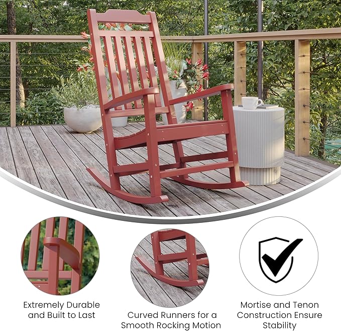 Flash Furniture Winston All-Weather Poly Resin Rocking Chair in Red