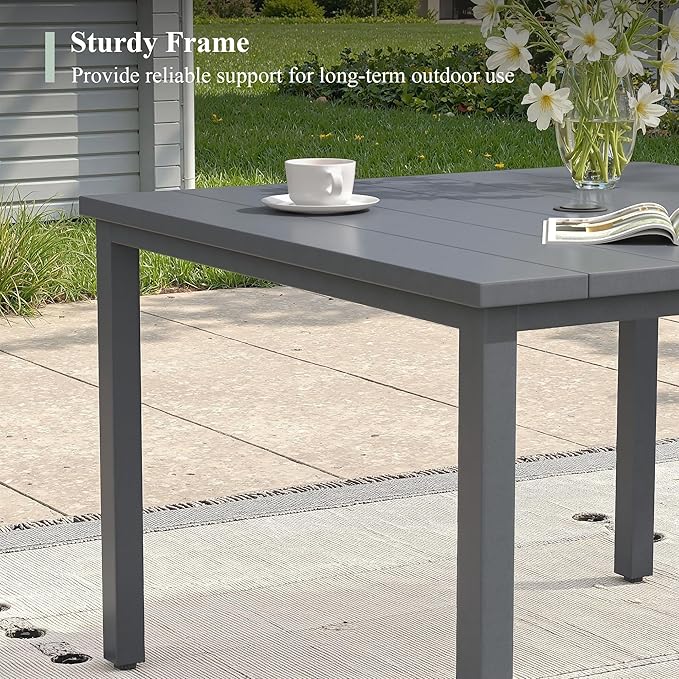Outdoor Dining Table with Adjustable Umbrella Hole, 40.2" All-Weather Square Patio Dining Table for 4 - Photo 5