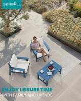 SERWALL HDPE Outdoor Couch, Blue Frame and Khaki Cushion - Photo 9