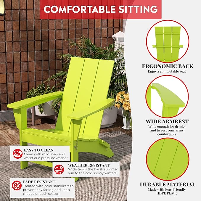 Costaelm Folding Adirondack Chairs, Outdoor Patio Adjustable Lawn Chairs - Photo 4