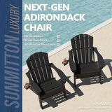 Folding Adirondack Chair Set of 2 with Cup Holders & Ottomans, HDPE All Weather Resistant Plastic Outdoor Patio Chairs - Photo 4