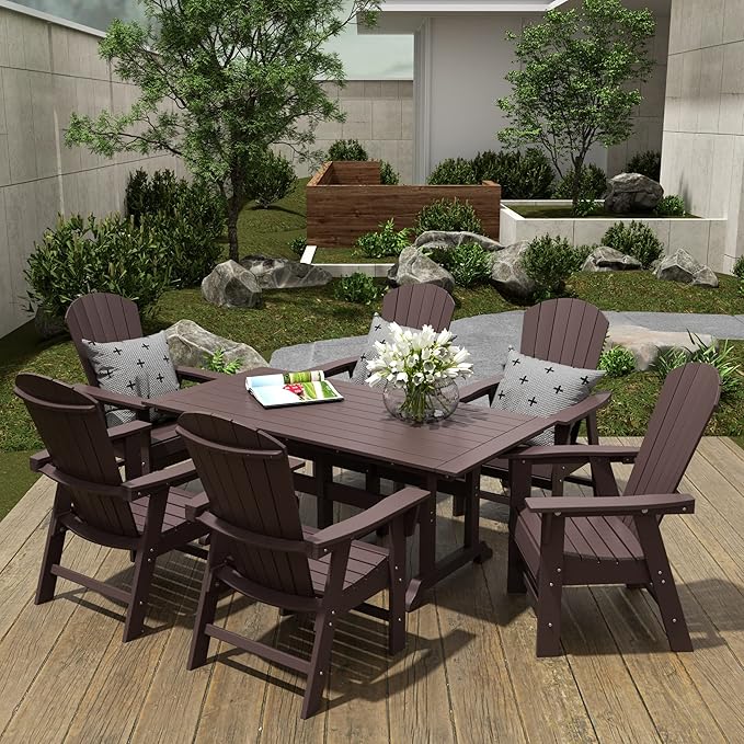 WestinTrends Dylan Outdoor Patio Shell-Back Adirondack Dining Chair Weather Resistant Dark Brown