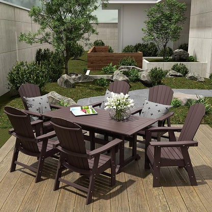 WestinTrends Dylan Outdoor Patio Shell-Back Adirondack Dining Chair Weather Resistant Dark Brown