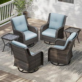 6 Piece Outdoor Wicker Patio Furniture Set, Outdoor Swivel Rocker Patio Chairs Set with Thickened Olefin Cushions - Photo 1