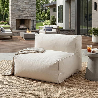 Christopher Knight Home Yanita Comfy Outdoor Bean Bag Chair, All Weather Bean Bag Chairs for Adults and Kids, Indoor/Outdoor Single Sofa, Patio Lounge Chair, Modern Outdoor Lounge Seating, Beige