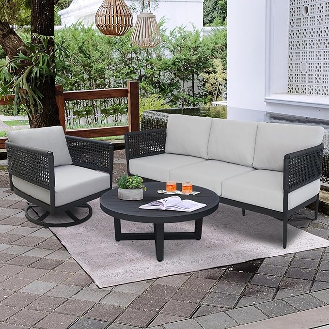 IC INTERNATIONAL CONCEPTS Outdoor Aluminum Patio Coffee Table - Charcoal