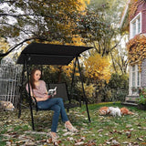 Tangkula 2 Person Porch Swing, Patio Swing with Adjustable Canopy, Comfortable Fabric Seat & Heavy-Duty Steel Frame - Photo 9
