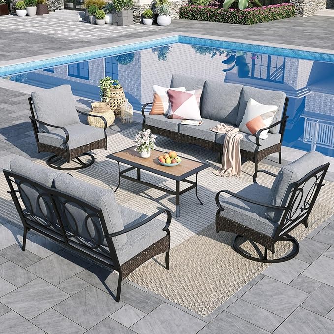 Sophia & William Patio Furniture Set, 5 Piece Metal Outdoor Conversation Set with 3-Seater Outdoor Couch - Photo 1