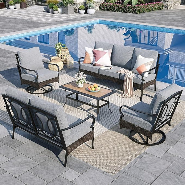 Sophia & William Patio Furniture Set, 5 Piece Metal Outdoor Conversation Set with 3-Seater Outdoor Couch - Photo 1
