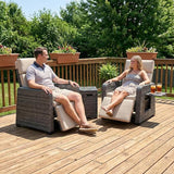 Restland Outdoor Recliner with Independent Adjustable Back & Footrest Wicker Patio Reclining Chair with Flip Table - Photo 8