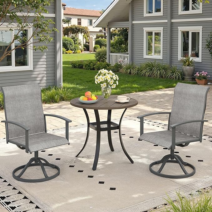 Outdoor Dining Table with Storage Shelf, 28" All-Weather Round Patio Dining Table for 2 - Photo 4