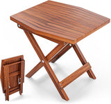 Melino Wooden Folding Outdoor Side Table 18x16x16 in, FSC Certified Acacia Wood Weatherproof Small Table for Patio - Photo 1