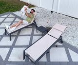 PURPLE LEAF Outdoor Lounge Chair Set of 3 Patio Chaise Pool Lounger Aluminum Frame with Side Table and Wheels for - Photo 1