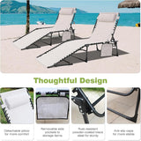 2 Pack Outdoor Foldable Chaise Lounge Chair with Detachable Pillow & Pocket - Photo 8