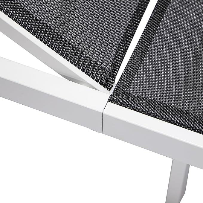 LeisureMod Marlin Aluminum Outdoor Chaise Lounge Chair (Set of 2) - Mesh Sling Fabric Seat White Aluminum Frame Beach - Photo 5