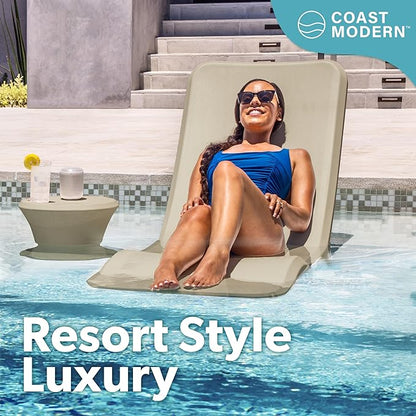 GoSports Coast Modern in Pool Lounge Chair - Waterproof & Weighted Chaise Lounger - Outdoor Pool Furniture for Patio or in Baja Shelf - Sand