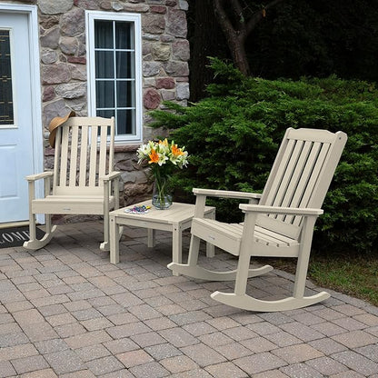 highwood AD-KITRKCH1-WAE Lehigh 2 Rocking Chairs with Adirondack Side Table, Whitewash
