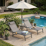 Foldable Outdoor Lounge Chairs Set of 2, No Assembly Chaise Lounge Outdoor with Cup Holder and 6 Adjustable Positions - Photo 2