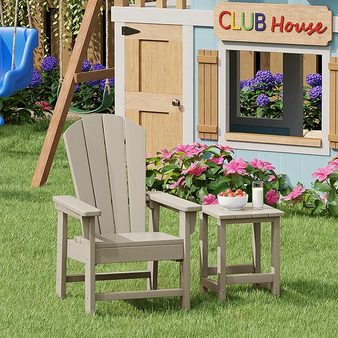 Costaelm Kids Outdoor Side Table, Small Patio HDPE Adirondack Square Table, Porch End Table for Outside Pool Garden - Photo 3