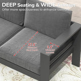 Solaste Outdoor Loveseat Aluminum Patio Furniture Sofa, All-Weather Metal Outdoor Couch with Cushions,Dark Grey - Photo 3