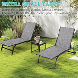 EROMMY Patio Chaise Lounge Chair Set of 2 with Table, Adjustable Backrest & Wheels - Photo 8