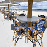 PURPLE LEAF French Counter Height Bar Stool Set of 2 25" Bamboo Print Finish Patio Bar Chairs with Back Rattan Bar - Photo 3