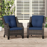 Patio Wicker Chairs Set of 2, Outdoor PE Conversation Bistro Chair Set with Cushions for Garden, Backyard - Photo 1