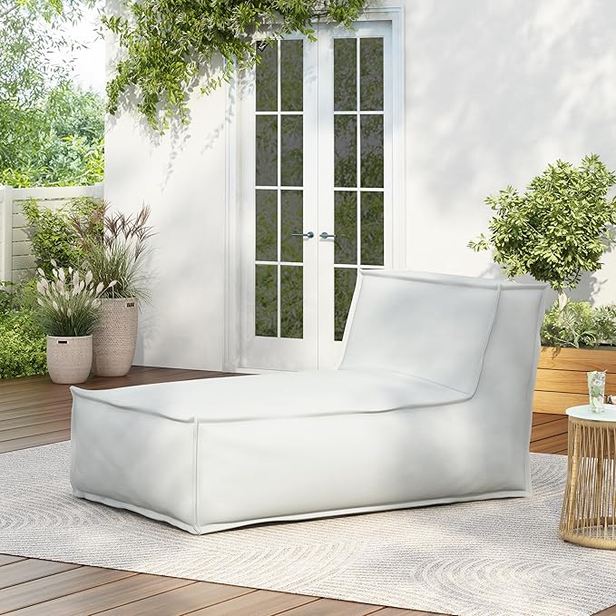 Christopher Knight Home Natty Bean Bag Chair, Fabric Bean Bag Chairs for Adults and Kids, Comfy Reading Chair, Lounge Sofa with Armrest, Indoor/Outdoor Spaces Memory Foam Bean Bag Chair, Light Gray