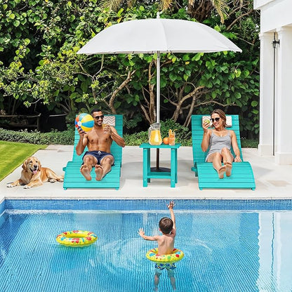 Folding Pool Lounge Chairs, Pre-Assembled HDPS Anti-Floating Lounge Chair with Headrest for in-Pool Use(Max Depth 8-Inches), Ideal for Hotel, Poolside, Beach & Sun Decks, Aruba Blue