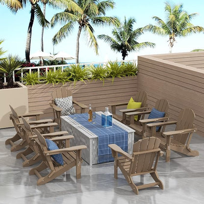 WO WESTIN OUTDOOR HDPE Laguna Outdoor Folding Poly Adirondack Chair (Set of 8),Weathered Wood