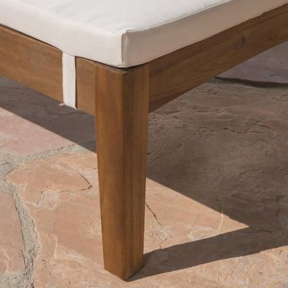 Christopher Knight Home Perla Outdoor Chaise Lounge with Water Resistant Cushion, Teak Finish / Cream
