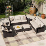 6 Pieces Patio Conversation Furniture Set - 2 Sofas, 2 Armchairs, 2 Ottomans - Photo 1