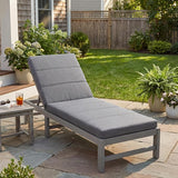 Merax Outdoor Chaise Lounge Cushion Only - Water-Resistant Patio Lounge Chair Cushion with Removable Cover, Grey - Photo 2