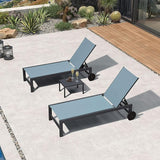PURPLE LEAF Patio Lounge Chair Set for 2 Outdoor Chaise Lounge with Adjustable Backrests and Wheels Aluminum Reclining - Photo 1