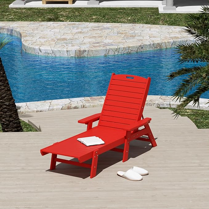 WestinTrends Malibu Poly Reclining Chaise Lounge Red - Photo 1