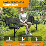 Heavy-Duty Outdoor Metal Bench, Thermoplastic-Coated, Surface, Weatherproof, Commercial-Grade for Parks, Gardens, Patios - Photo 5