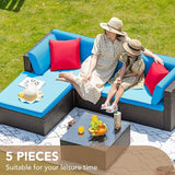 Devoko 5 Pieces Patio Furniture Sets All Weather Outdoor Sectional Patio Sofa Manual Weaving Wicker Rattan Patio - Photo 7