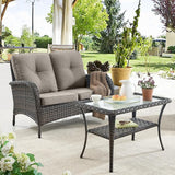 Belord Patio Wicker Furniture with Rocking Chairs Loveseat - Photo 5