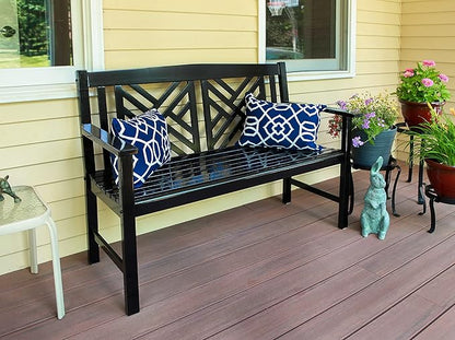 Achla Designs Fretwork Garden Bench, 4 ft Black