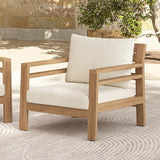 Christopher Knight Home Jamaia Outdoor Acacia Wood Club Chair, Patio Armchair with Thick Beige Cushions - Photo 3