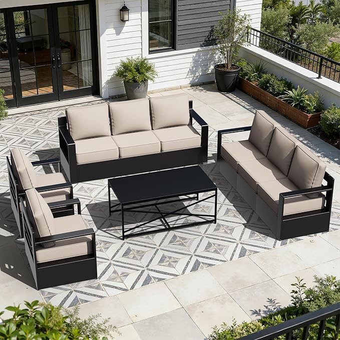 Outdoor Aluminum Furniture Set, 4-Piece Patio Conversation Set, 2 Chairs, 2 Sofa and 1 Table, All-Weather Metal Frame - Photo 1