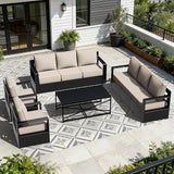 Outdoor Aluminum Furniture Set, 4-Piece Patio Conversation Set, 2 Chairs, 2 Sofa and 1 Table, All-Weather Metal Frame - Photo 1