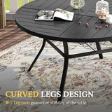 VICLLAX Round Patio Table with Adjustable Umbrella Hole for 6, All Weather Metal Outdoor Dining Table for Lawn Garden - Photo 7