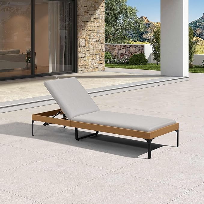 PURPLE LEAF 1 Piece Outdoor Chaise Lounge Aluminum Adjustable Patio Lounger Chair with Cushion Reclining Beach Daybed - Photo 2